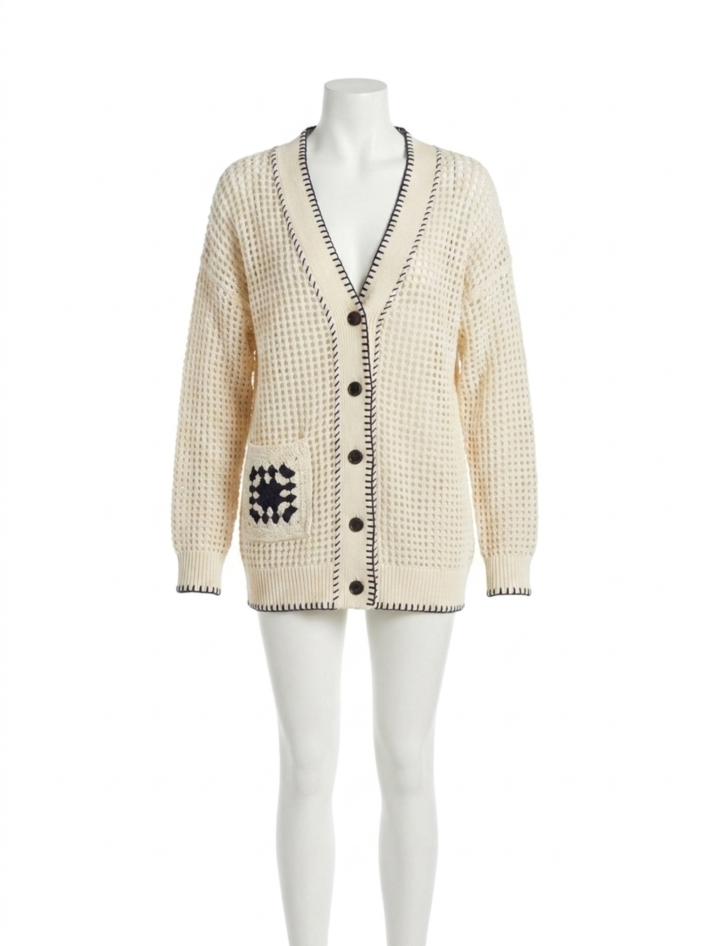 NEW FRAME women's crochet pocket cardigan in namu